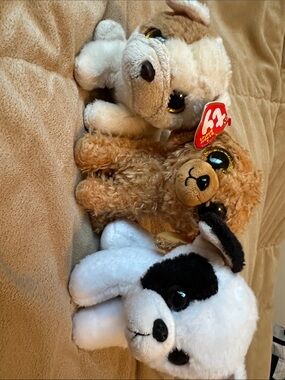 Ty Plush Trio - White, Black, Brown Small Pets